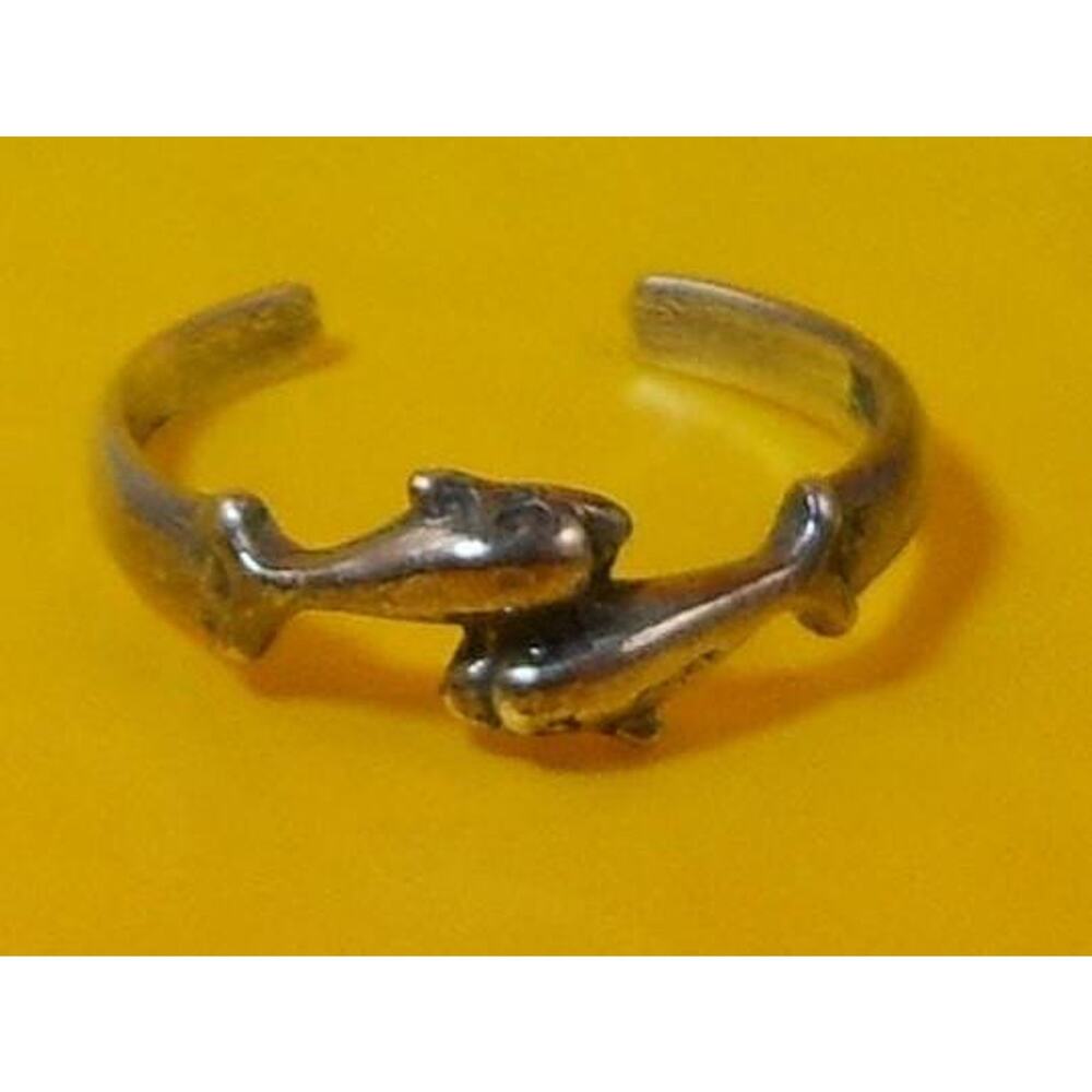 Vintage Sterling Silver Dolphins Lovers Toe Ring‎ Handcrafted New Old Stock